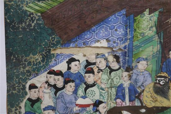 Chinese School, gouache on paper, Nobles and attendants, 35 x 52cm